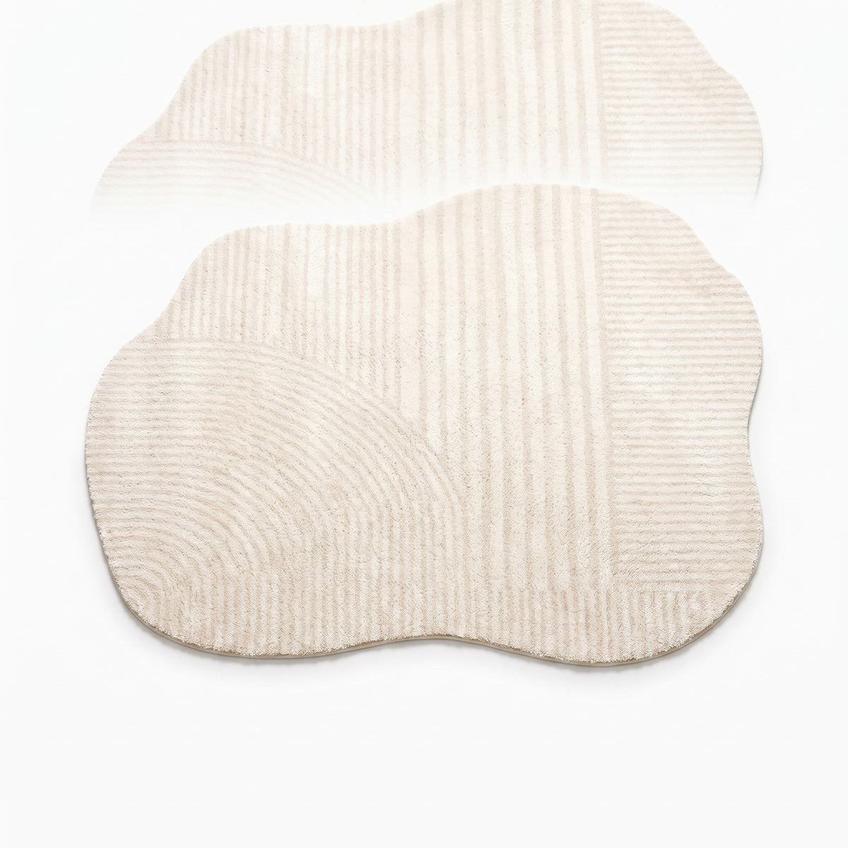 Cream Striped Shaped Rug | Washable Thick Pile, 31-118in