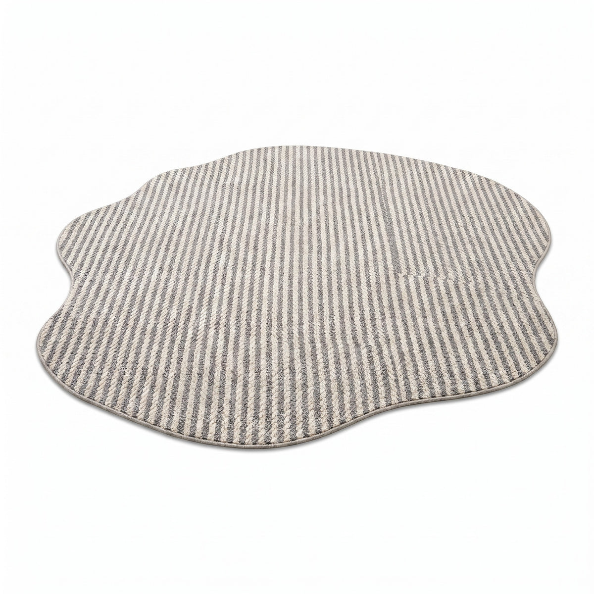 Cream Striped Shaped Rug | Washable Thick Pile, 31-118in