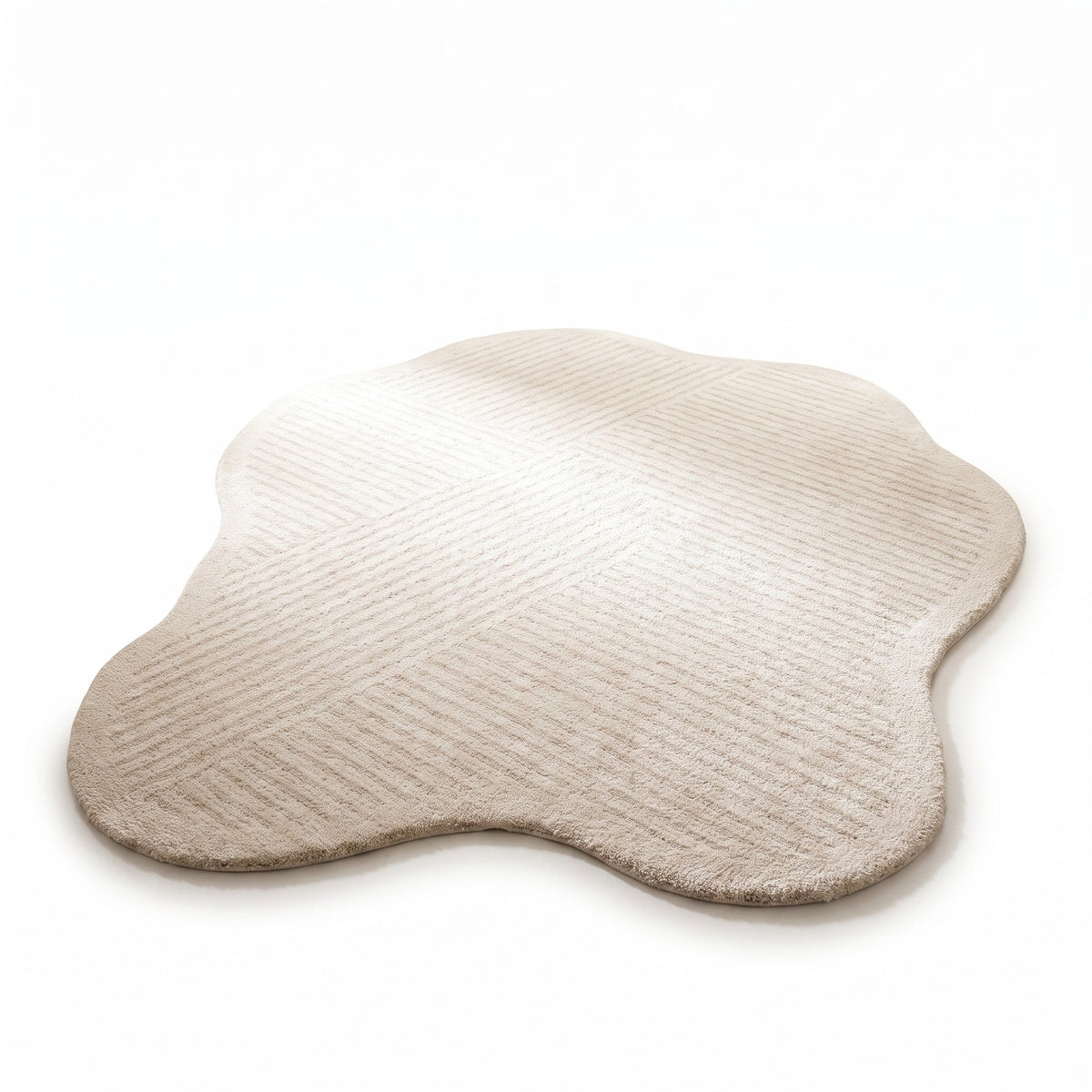 Cream Striped Shaped Rug | Washable Thick Pile, 31-118in
