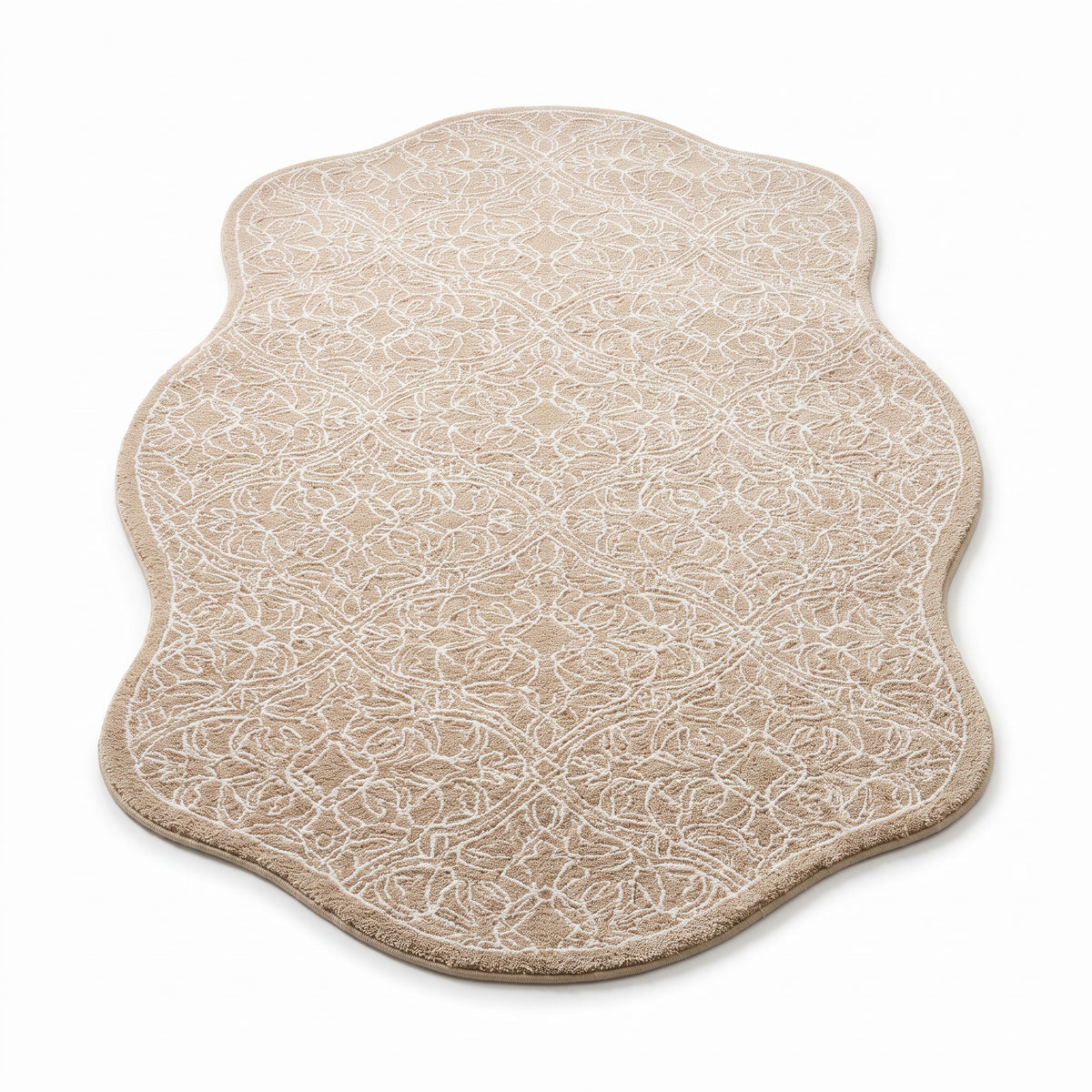Cream Striped Shaped Rug | Washable Thick Pile, 31-118in