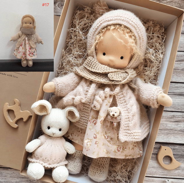 Waldorf Doll - Handmade Cotton Plush Toy for Toddlers and Kids, Soft Fabric Doll with Clothes, 8 Outfit Styles (2)