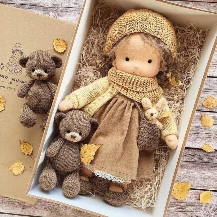 Waldorf Doll - Handmade Cotton Plush Toy for Toddlers and Kids, Soft Fabric Doll with Clothes, 8 Outfit Styles (5)