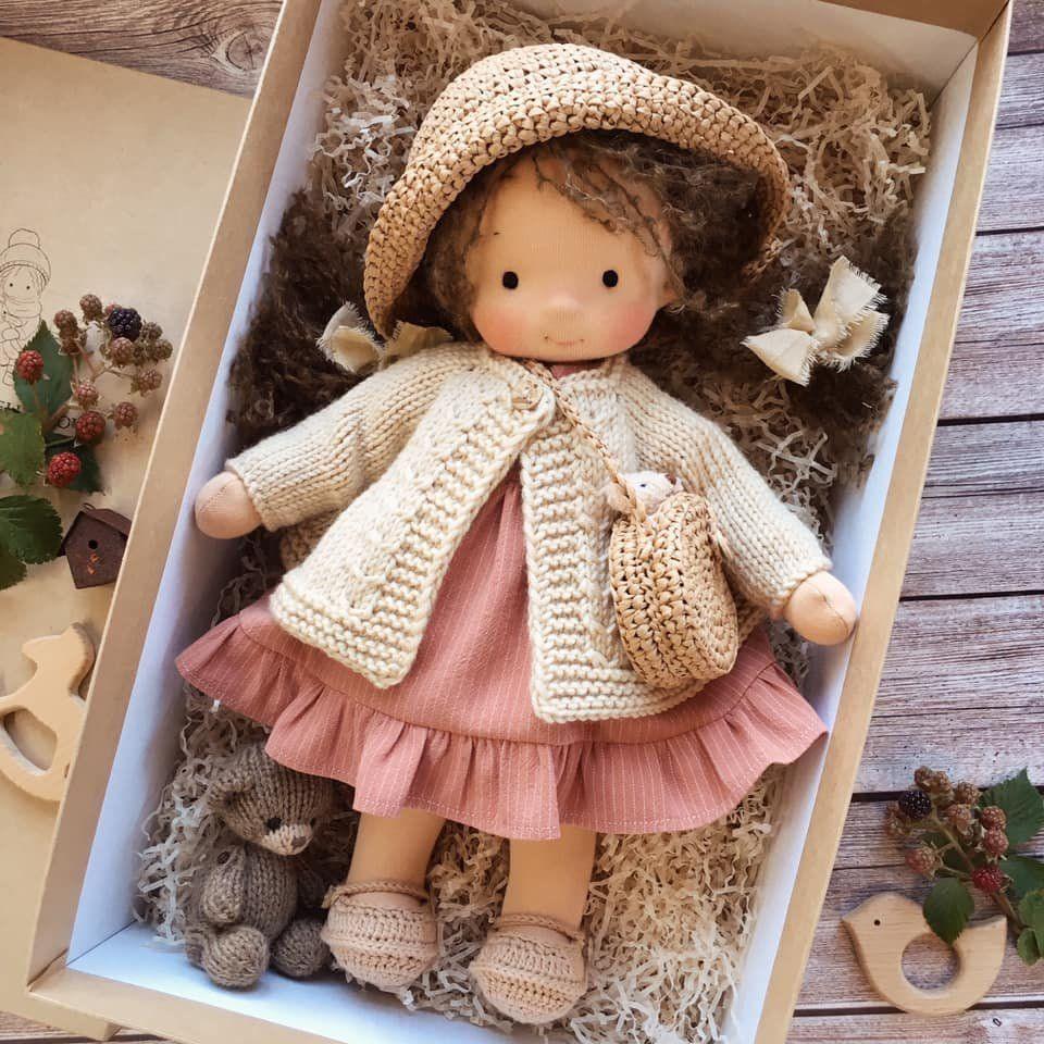 Waldorf Doll - Handmade Cotton Plush Toy for Toddlers and Kids, Soft Fabric Doll with Clothes, 8 Outfit Styles (7)