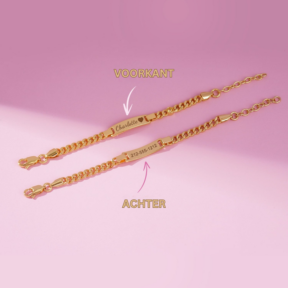 Personalized Baby Name Bracelet - 18K Gold Plated Stainless Steel Engraved ID Bar for Infants and Toddlers (3)