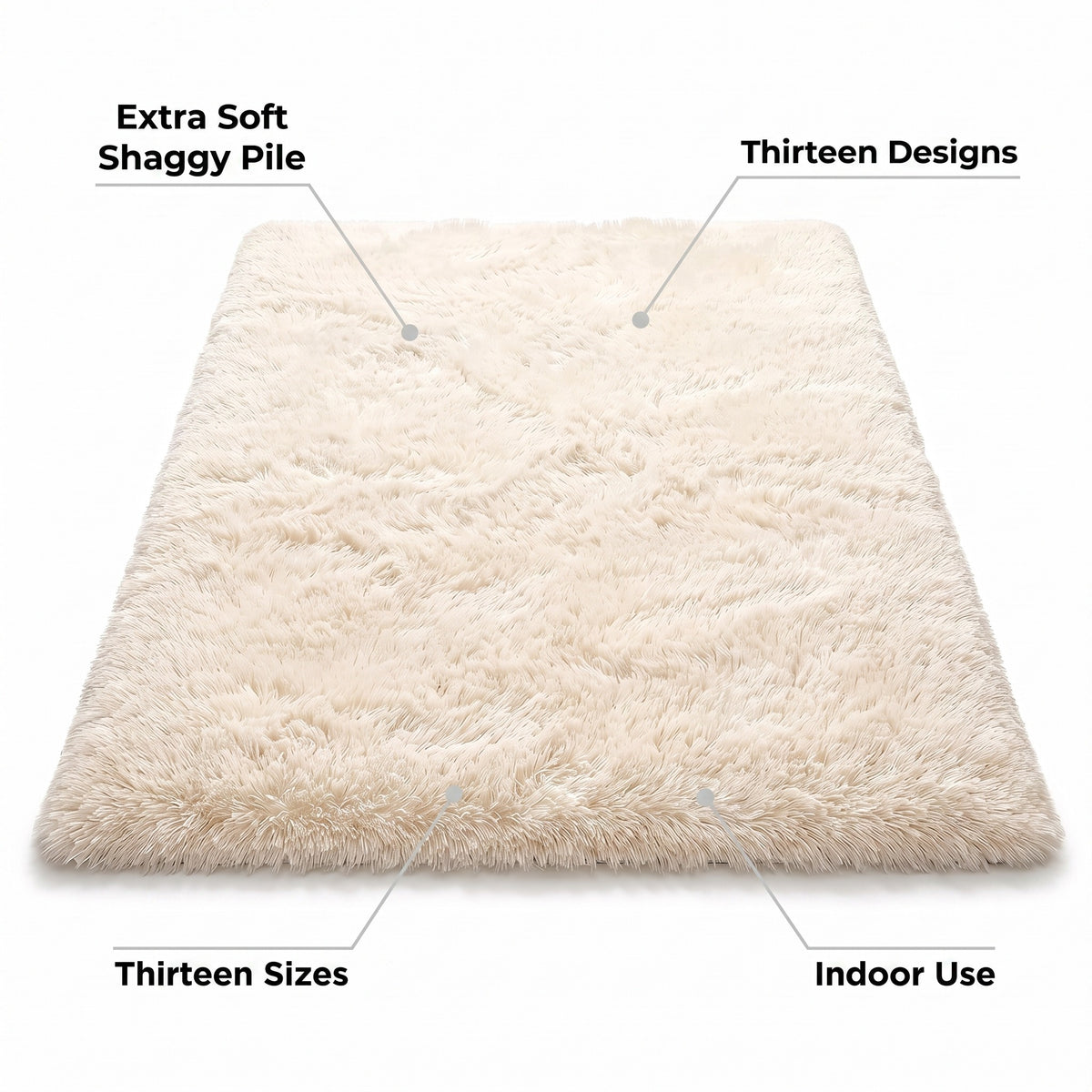 Fluffy Shaggy Rug | Extra Soft Pile, 16-79in