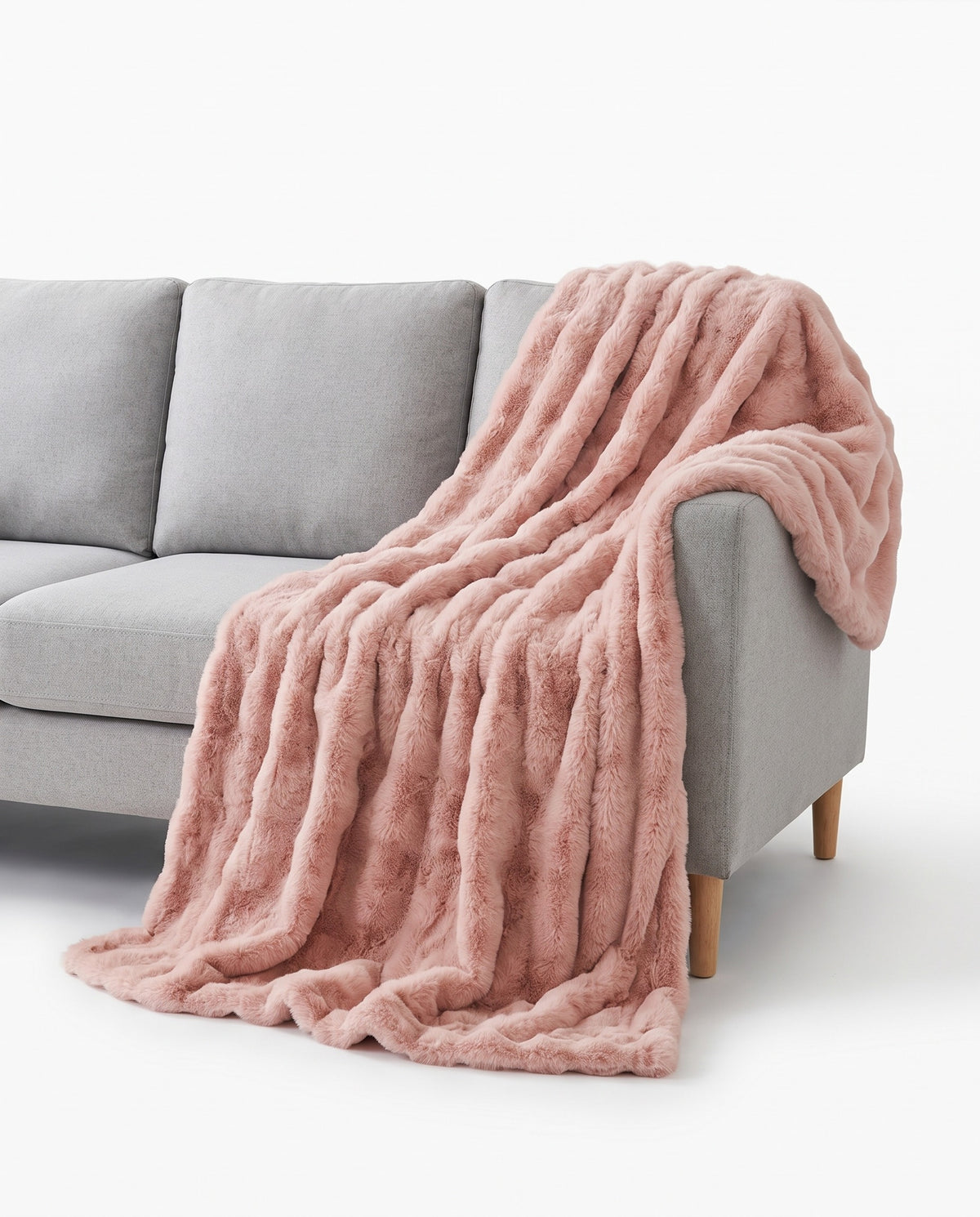 Luxe Ripple Faux Fur Sofa Cover | Full Couch Coverage, 71-165in