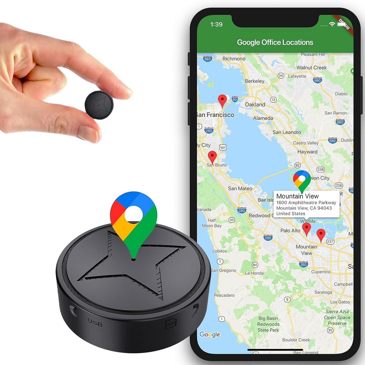 GPS tracker location shown on a smartphone