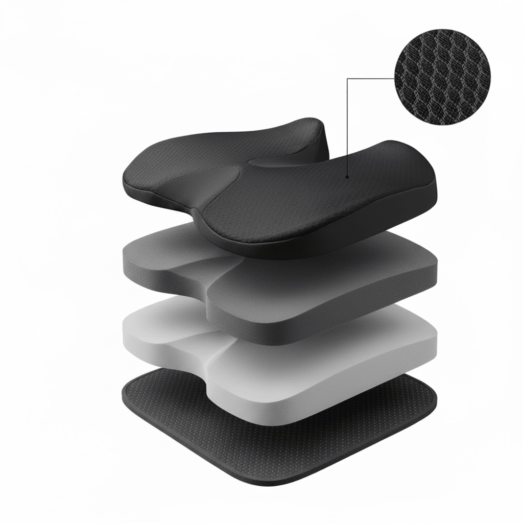 Memory Foam Seat Cushion with Breathable Cover and Non Slip Bottom, view 5