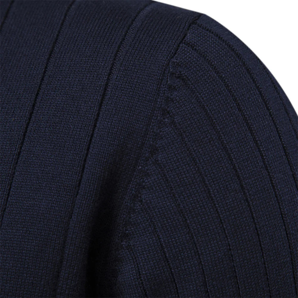 Men's Fall Zip Sweater with Stand Collar in Cotton Blend, view 7