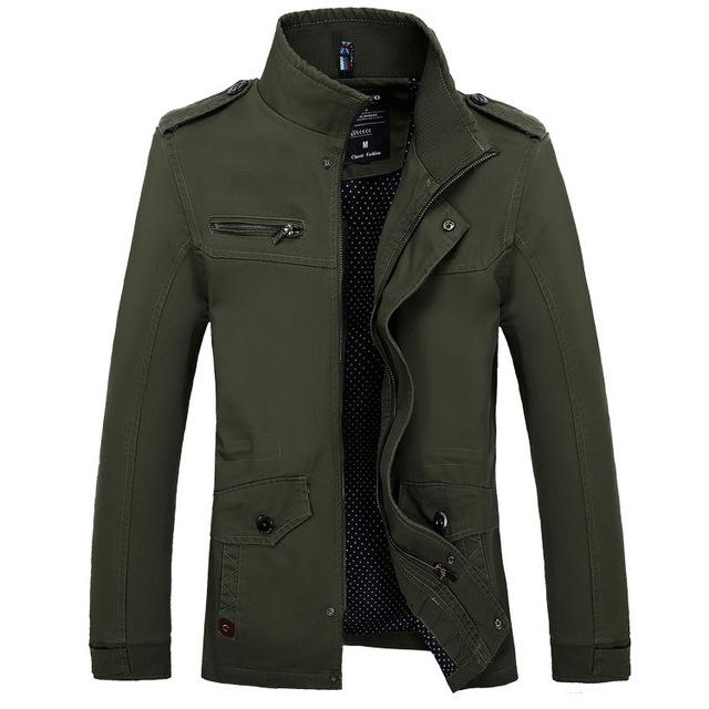 Men's Padded Cotton Jacket with Shoulder Epaulets in Slim Fit for Cold Months, view 3
