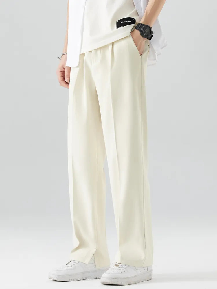 Side view of men's relaxed fit straight leg pants