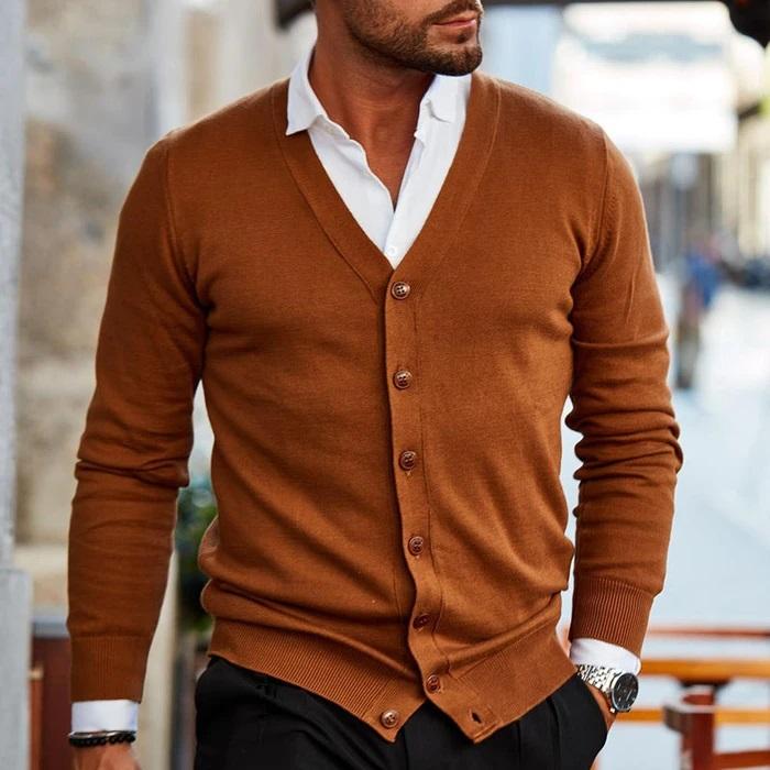 V neck button cardigan in five dark colors