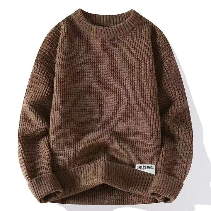 Men's Waffle Knit Crew Neck Sweater for Office and Weekend, view 4
