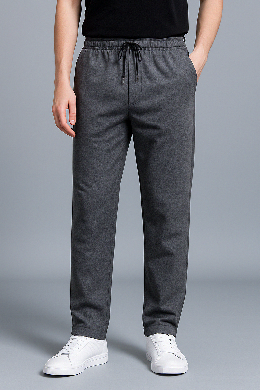 Men's Wide Leg Sweatpants in 90% Cotton with Drawstring in Plus Sizes, view 3