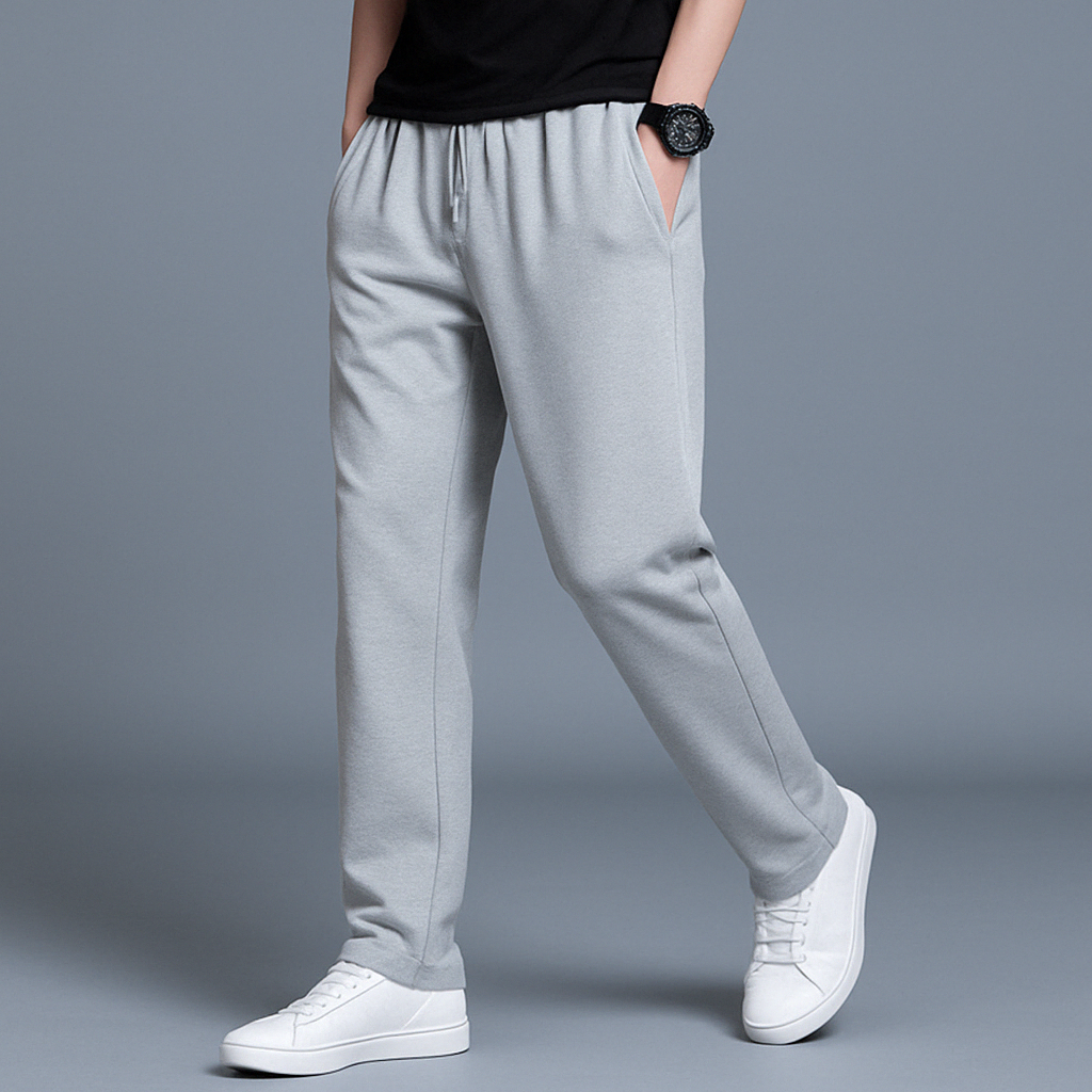 Men's Wide Leg Sweatpants in 90% Cotton with Drawstring in Plus Sizes, view 4