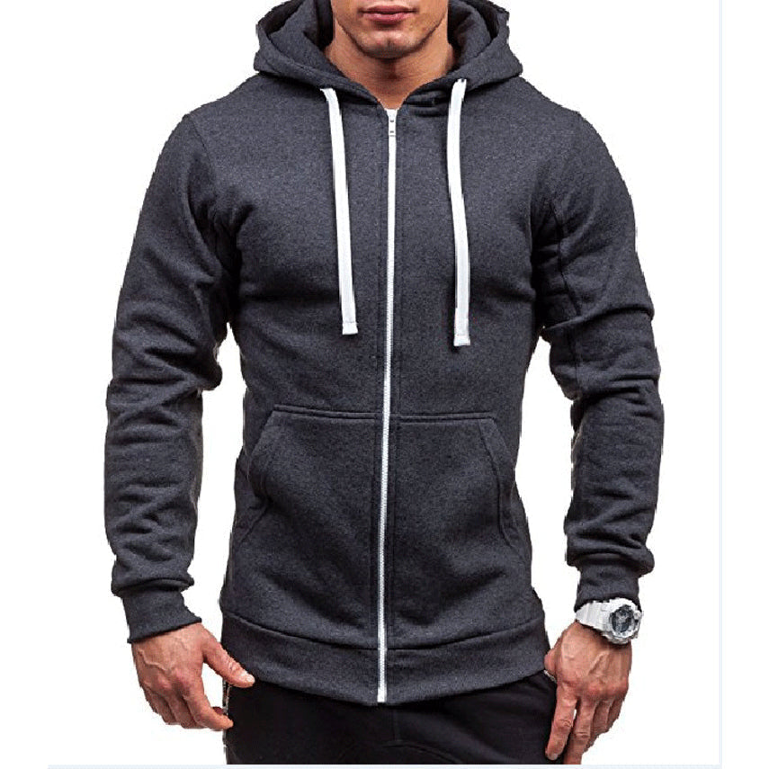 Men's Windproof Fleece Hoodie with Zipper and Drawstrings, view 4