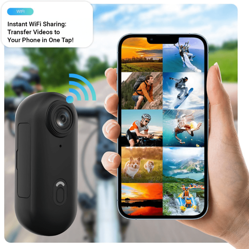 Mini 4K Clip On Action Camera with Magnetic Mount, in Black and White, view 9