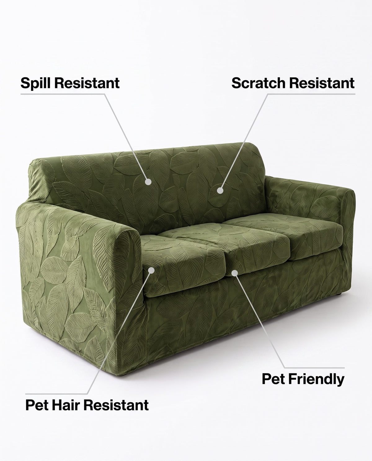 Modern Leaf Velvet Jacquard Stretch Sofa Cover - Spill-Resistant | Scratch Resistant