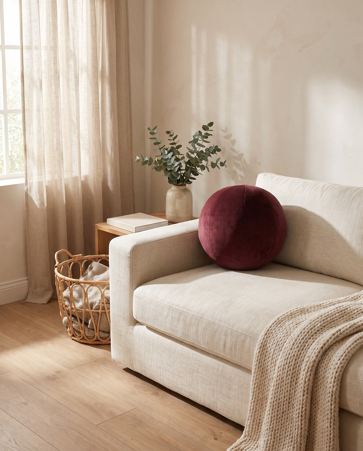 Modern Minimalist Velvet Round Pillow | Breathable, 10in