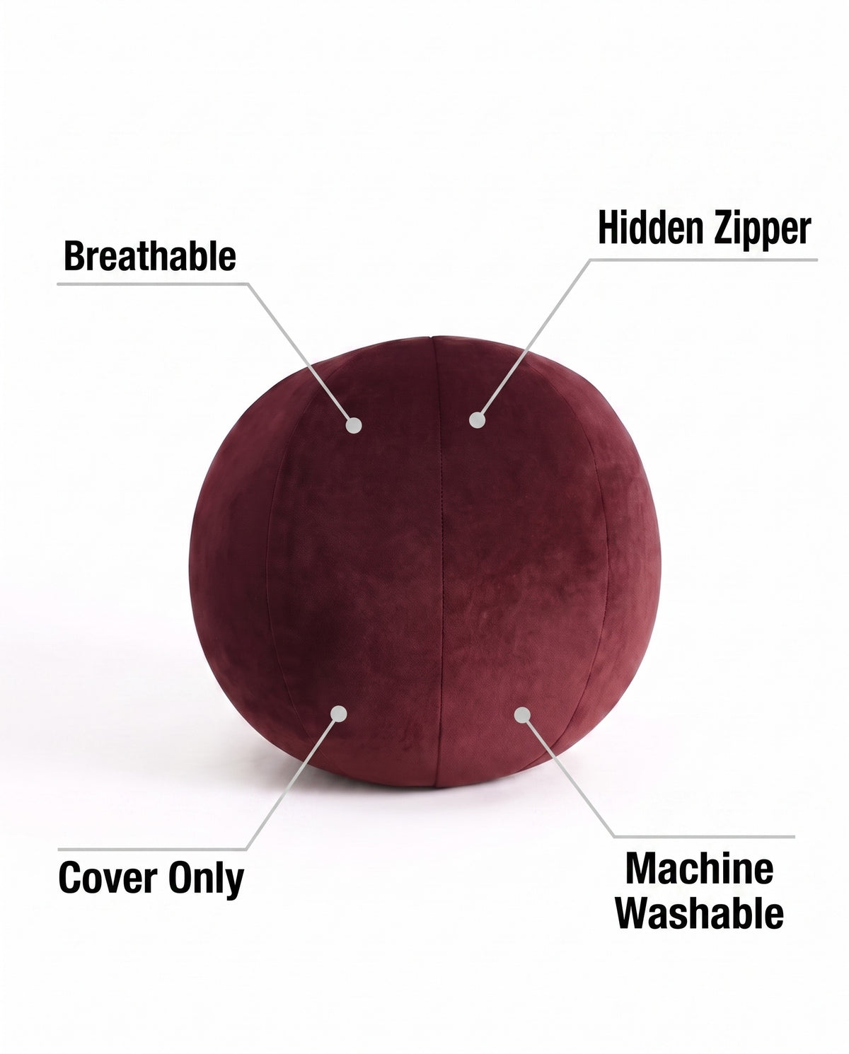 Modern Minimalist Velvet Round Pillow | Breathable, 10in