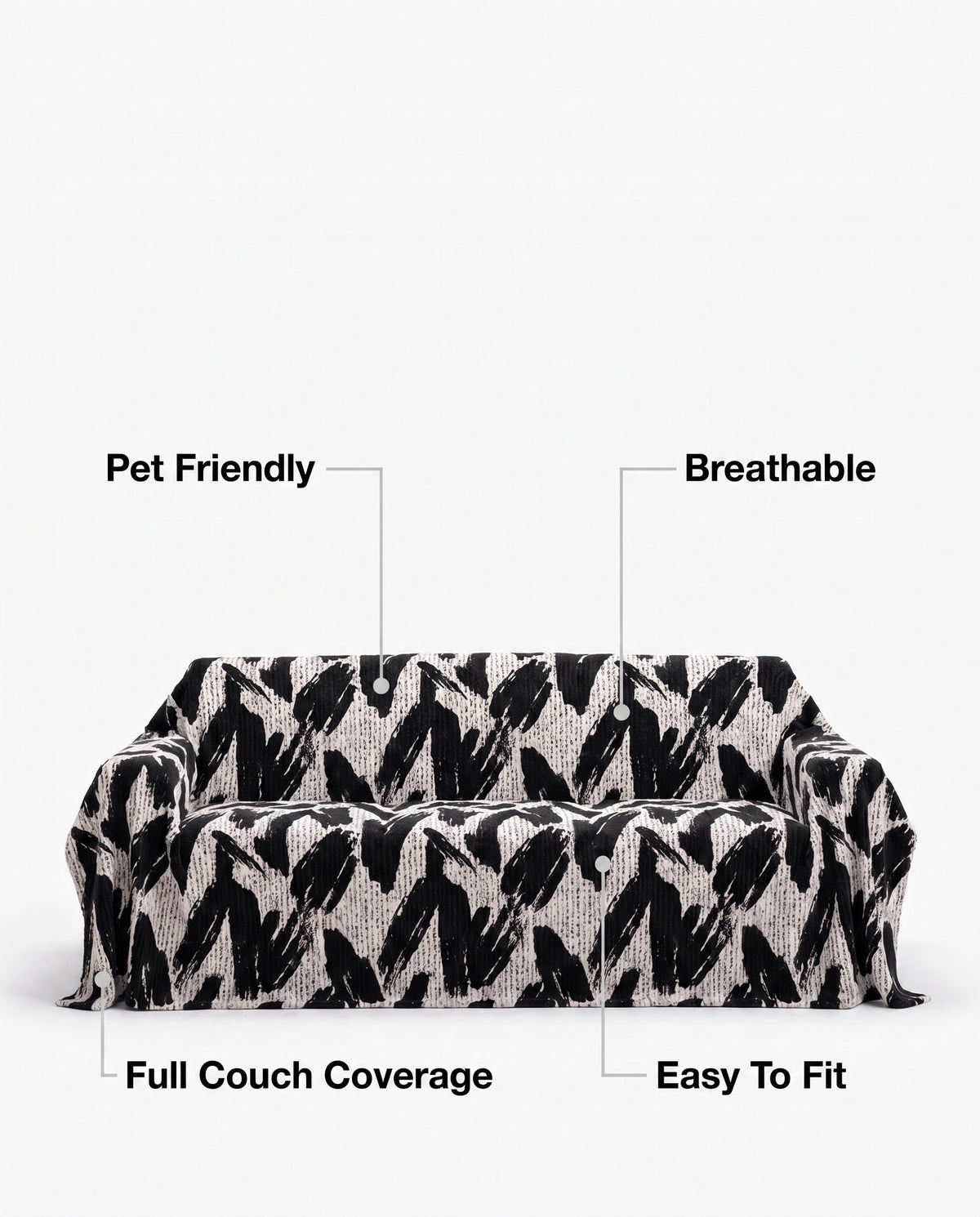 Monochrome Chic Sofa Cover | Pet Friendly, 71-165in