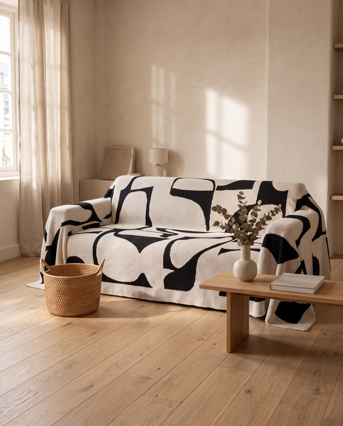 Modern White Monochrome Chic Sofa Cover | Pet Friendly, 71-165in