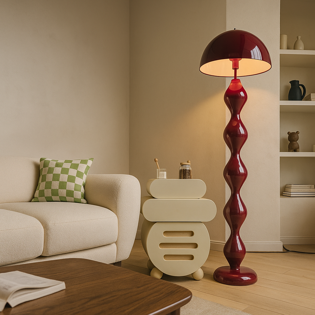 Mushroom Shade Floor Lamp with Turned Base, 59 in, Three Sockets, view 8