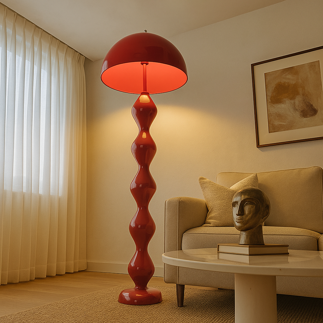 Mushroom Shade Floor Lamp with Turned Base, 59 in, Three Sockets, view 13