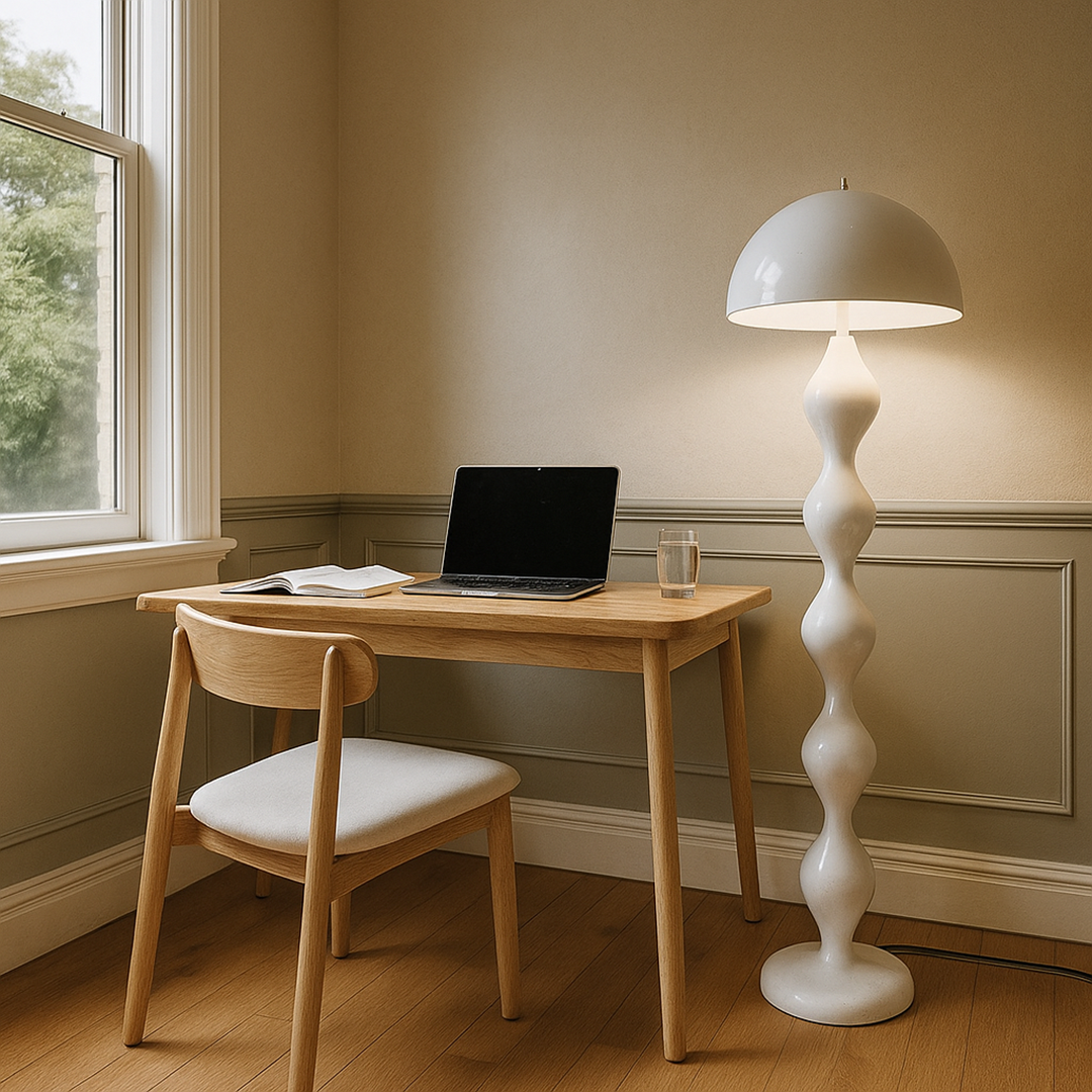 Mushroom Shade Floor Lamp with Turned Base, 59 in, Three Sockets, view 22