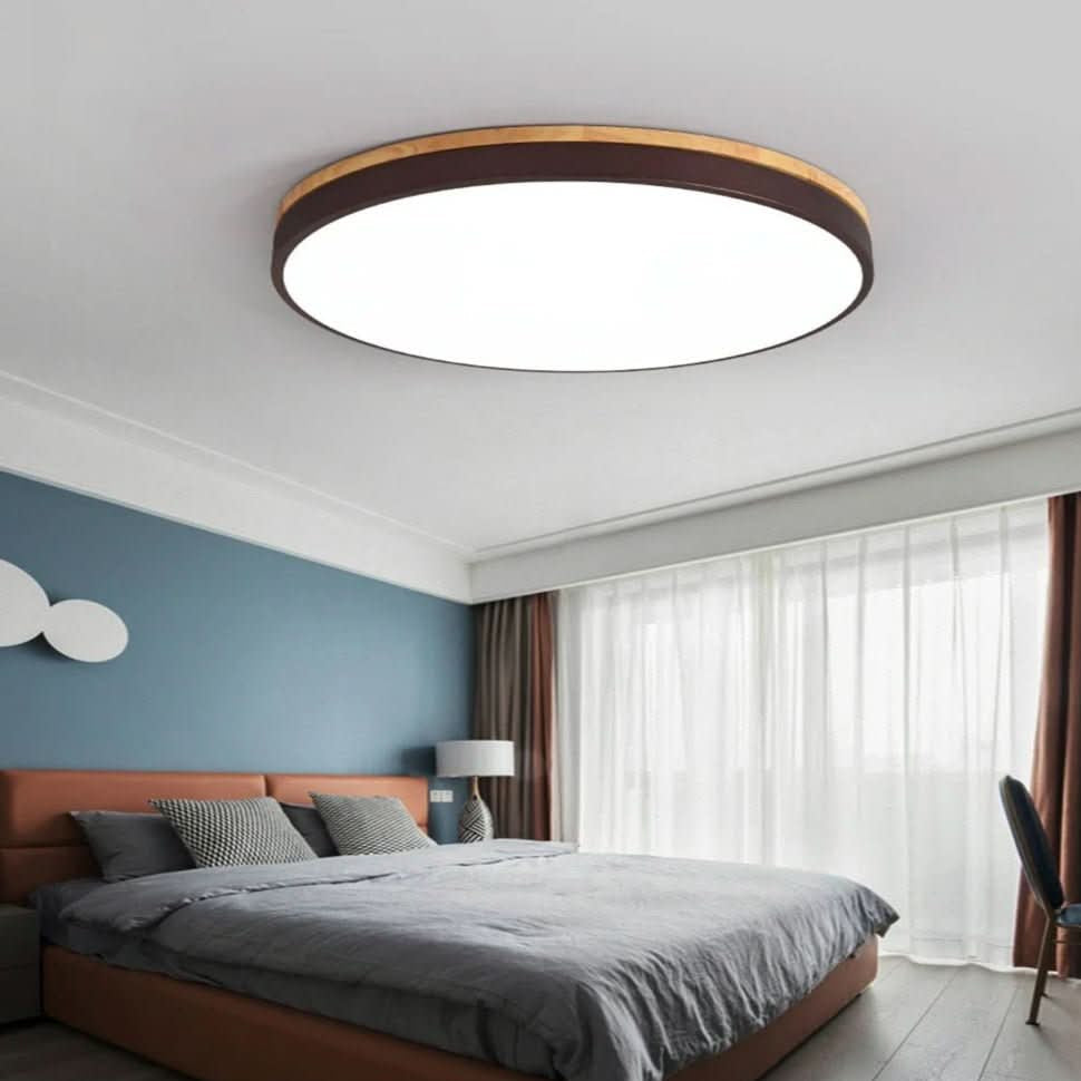 Natural Wood Accent Ceiling Light with Selectable Light Color, view 1