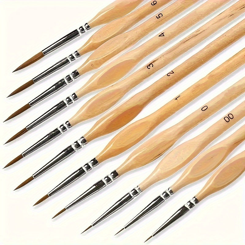Fine tip detail paint brush with a black synthetic bristle tip on a white background.