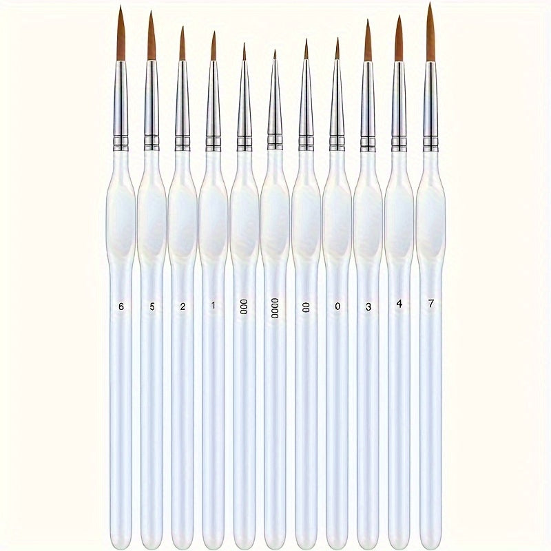 Detail Paint Brush - Fine Tip Synthetic Bristles with Ergonomic Wood Handle for Acrylic, Oil, Watercolor, and Scale Model Painting (6)