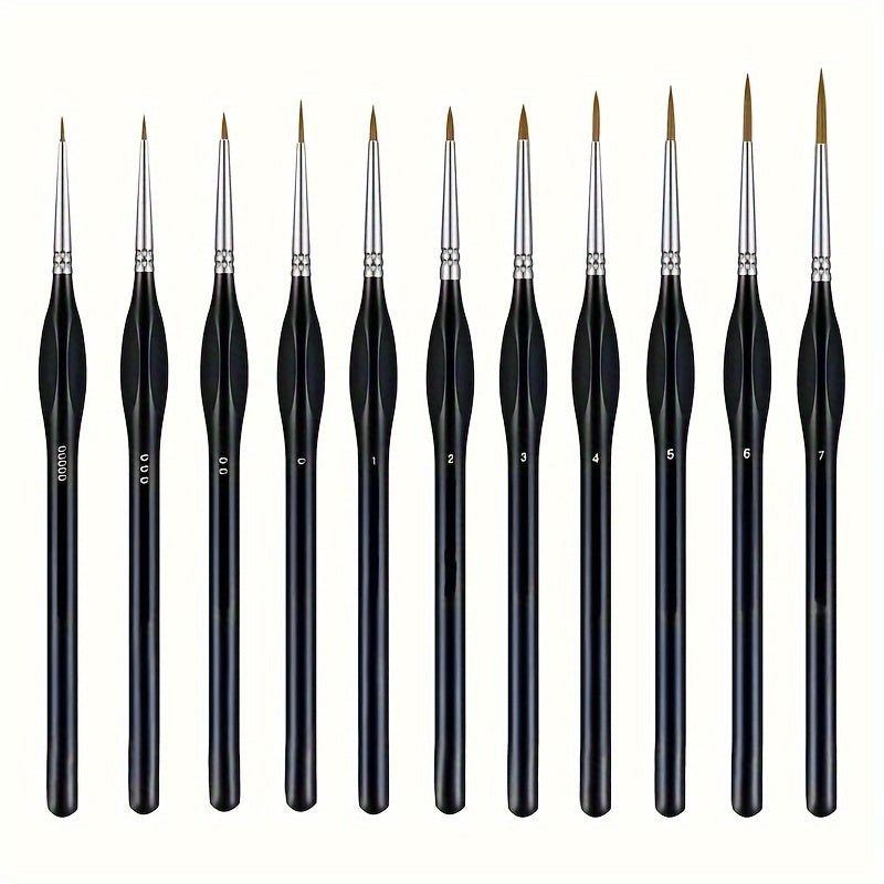 Detail Paint Brush - Fine Tip Synthetic Bristles with Ergonomic Wood Handle for Acrylic, Oil, Watercolor, and Scale Model Painting (7)
