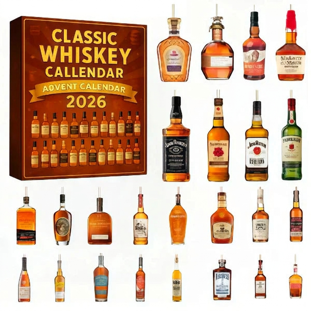 Whisky Bottle Ornament Christmas Advent Calendar - 24-Day Holiday Countdown Set, Miniature Decorative Tree Ornaments (10)