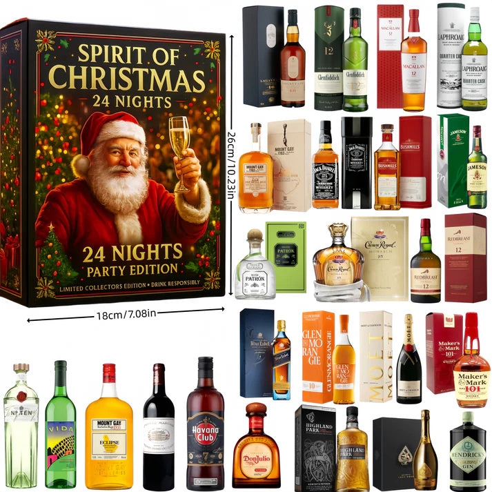 Whisky Bottle Ornament Christmas Advent Calendar - 24-Day Holiday Countdown Set, Miniature Decorative Tree Ornaments (7)