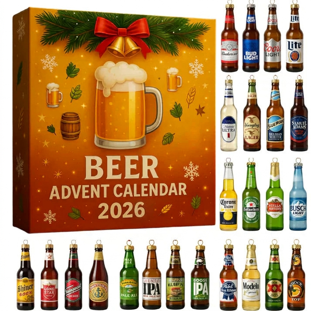Whisky Bottle Ornament Christmas Advent Calendar - 24-Day Holiday Countdown Set, Miniature Decorative Tree Ornaments (8)