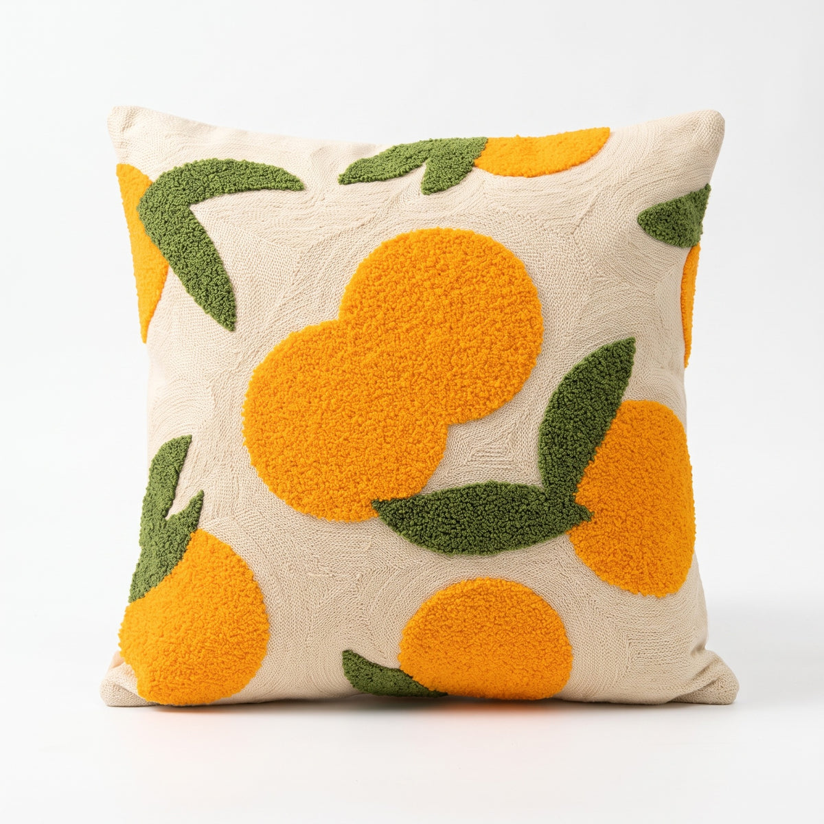 Orange Embroidered Cushion Cover | Textured Accent Pillow