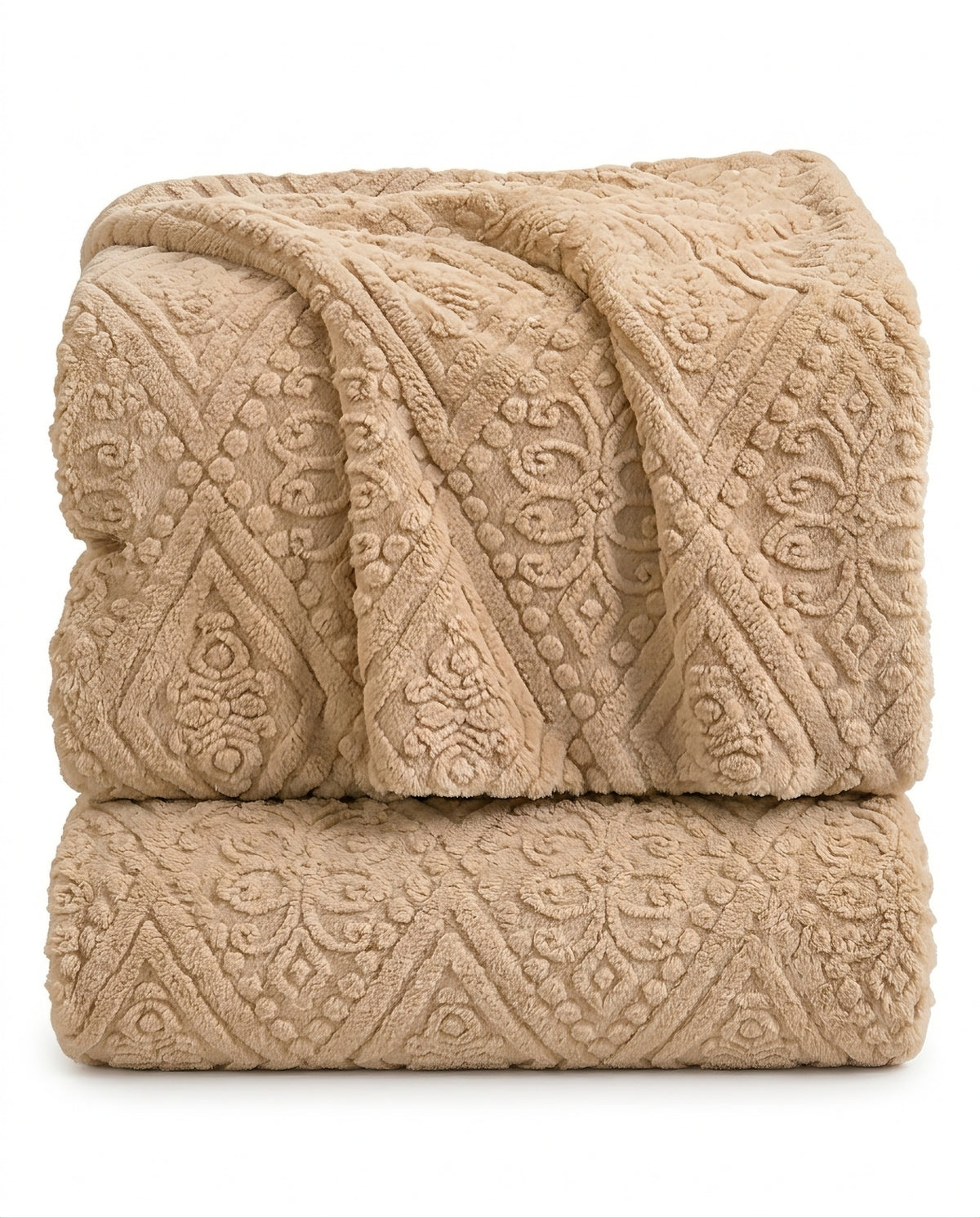 Oriental Elegance Embossed Fleece Blanket | Scratch Resistant, 70-90in