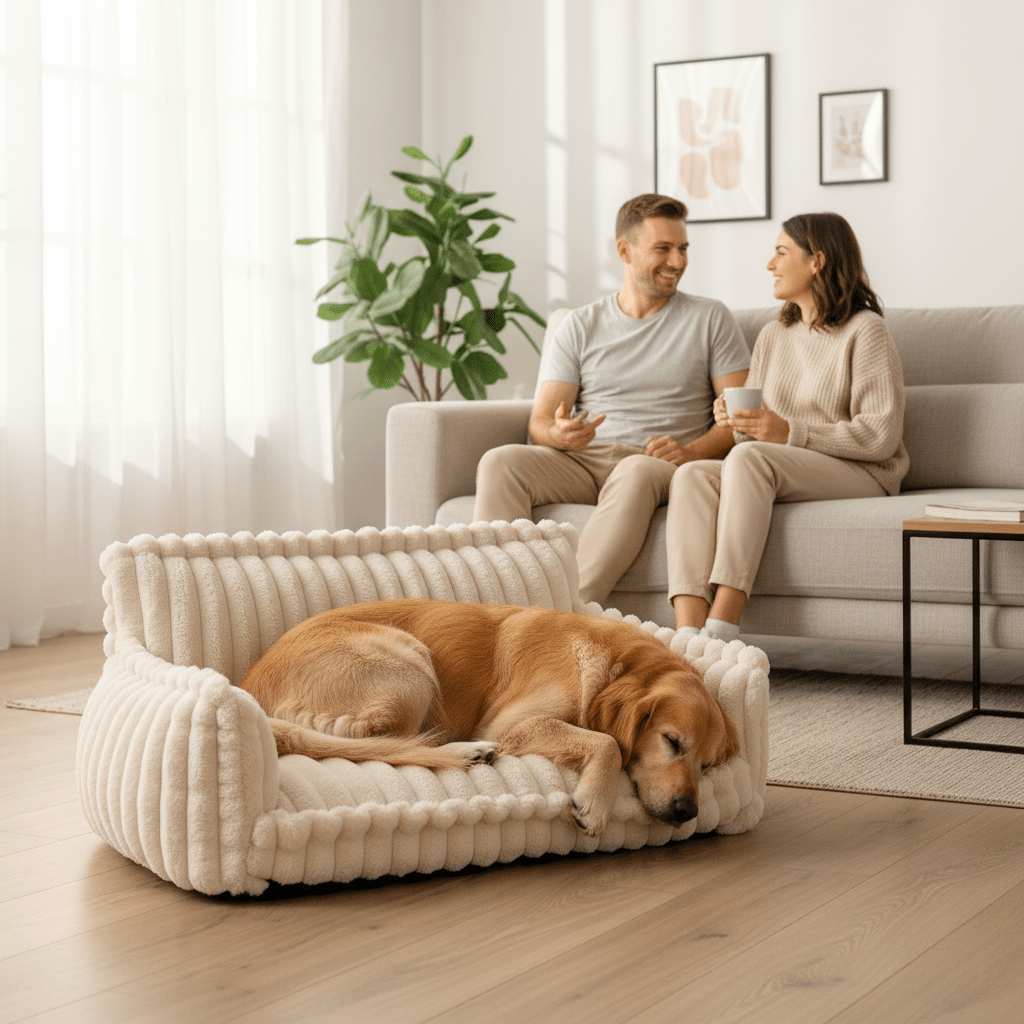 Orthopedic Dog Bed Sofa with Memory Foam, Raised Rim and Removable Cover, view 2