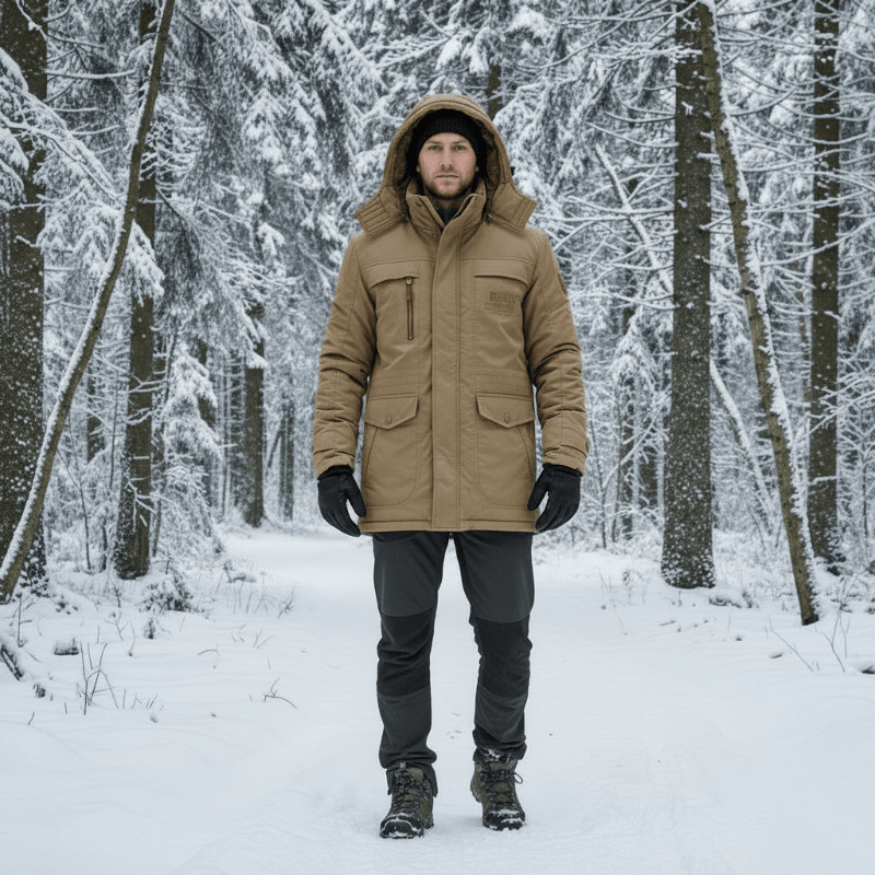 Padded Winter Parka with Fleece Lining, Windproof with Detachable Hood, view 1