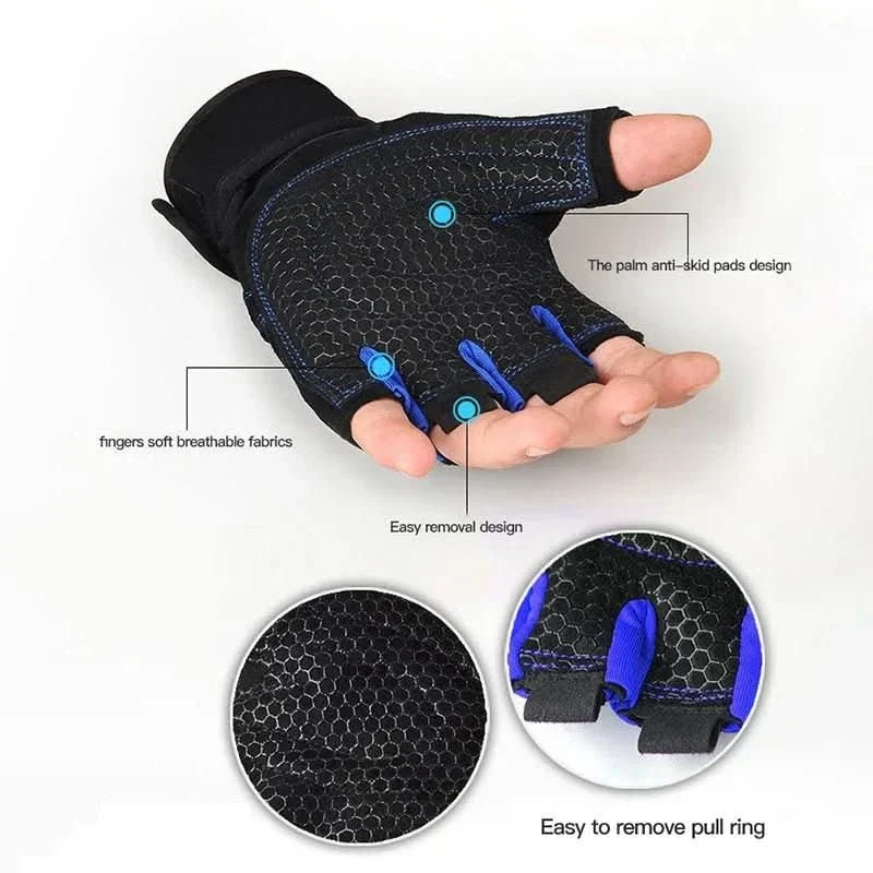 Padded Workout Gloves with Wrist Support for Weightlifting and Cycling, view 5