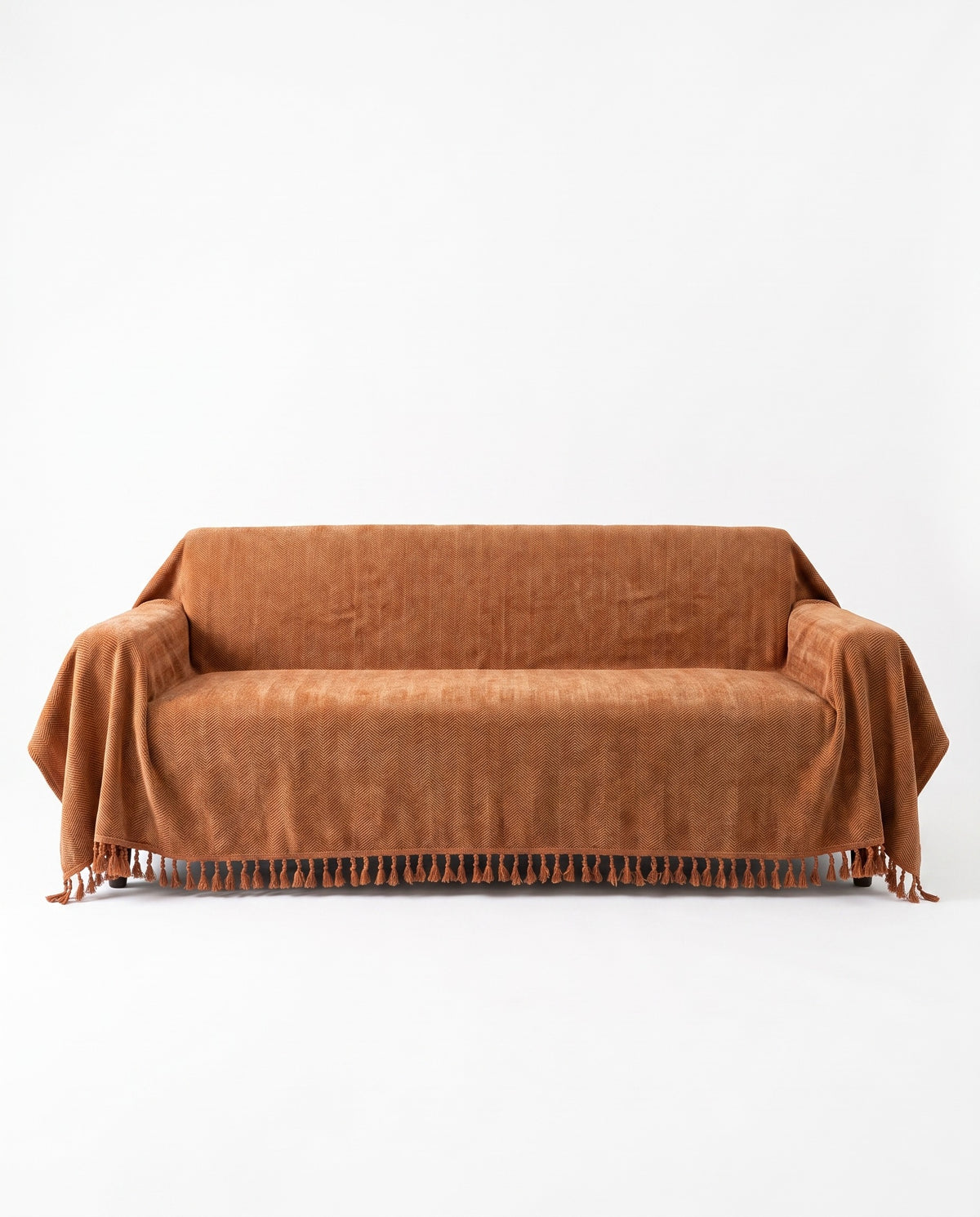 Pet Friendly Herringbone Tassel Luxe Sofa Cover | Spill Resistant, 71-165in