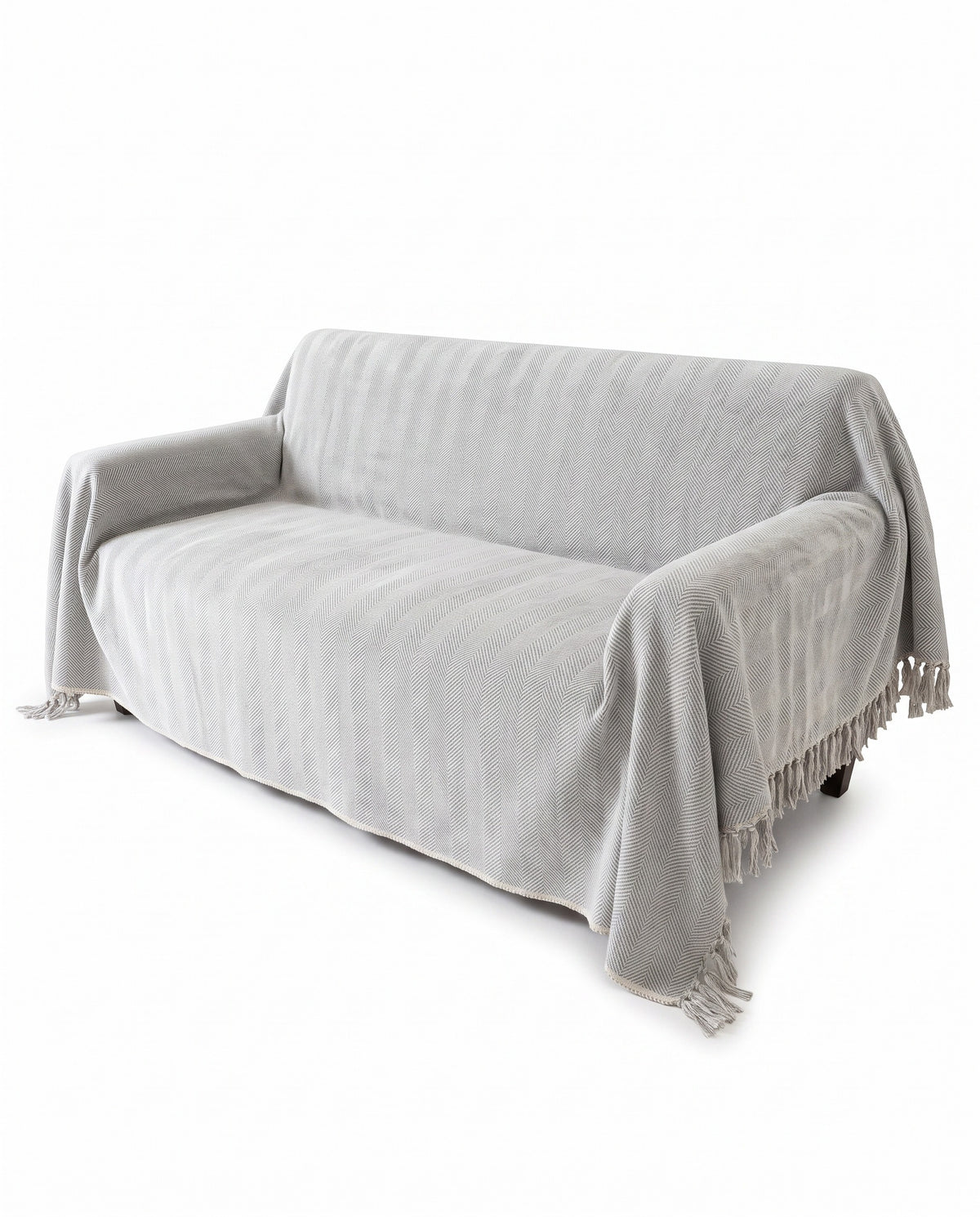 Pet Friendly Herringbone Tassel Luxe Sofa Cover | Spill Resistant, 71-165in