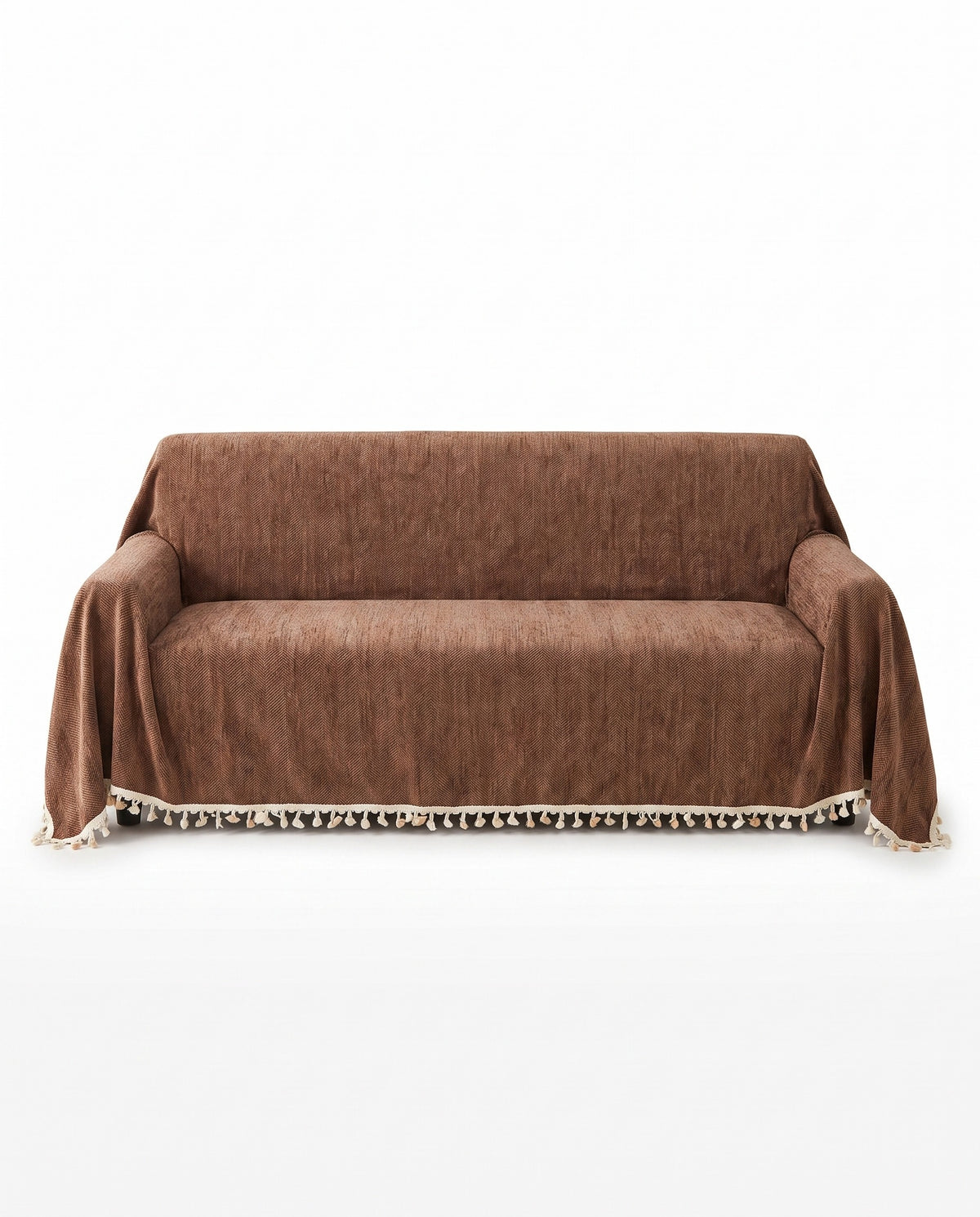 Pet Friendly Herringbone Tassel Luxe Sofa Cover | Spill Resistant, 71-165in