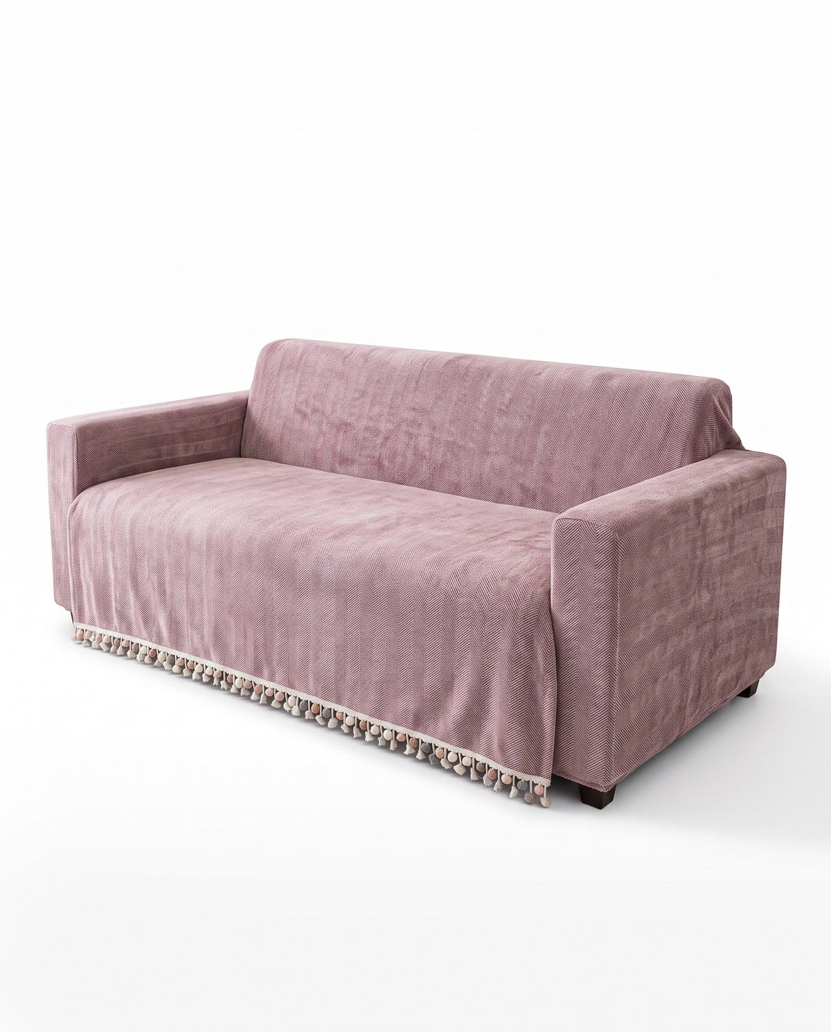 Pet Friendly Herringbone Tassel Luxe Sofa Cover | Spill Resistant, 71-165in