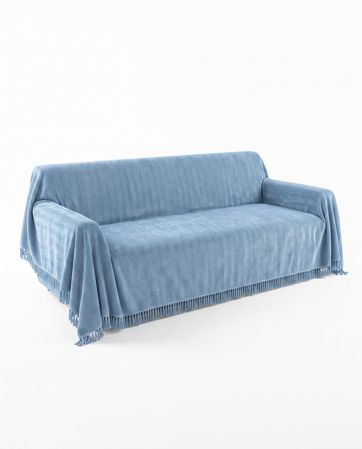 Pet Friendly Herringbone Tassel Luxe Sofa Cover | Spill Resistant, 71-165in
