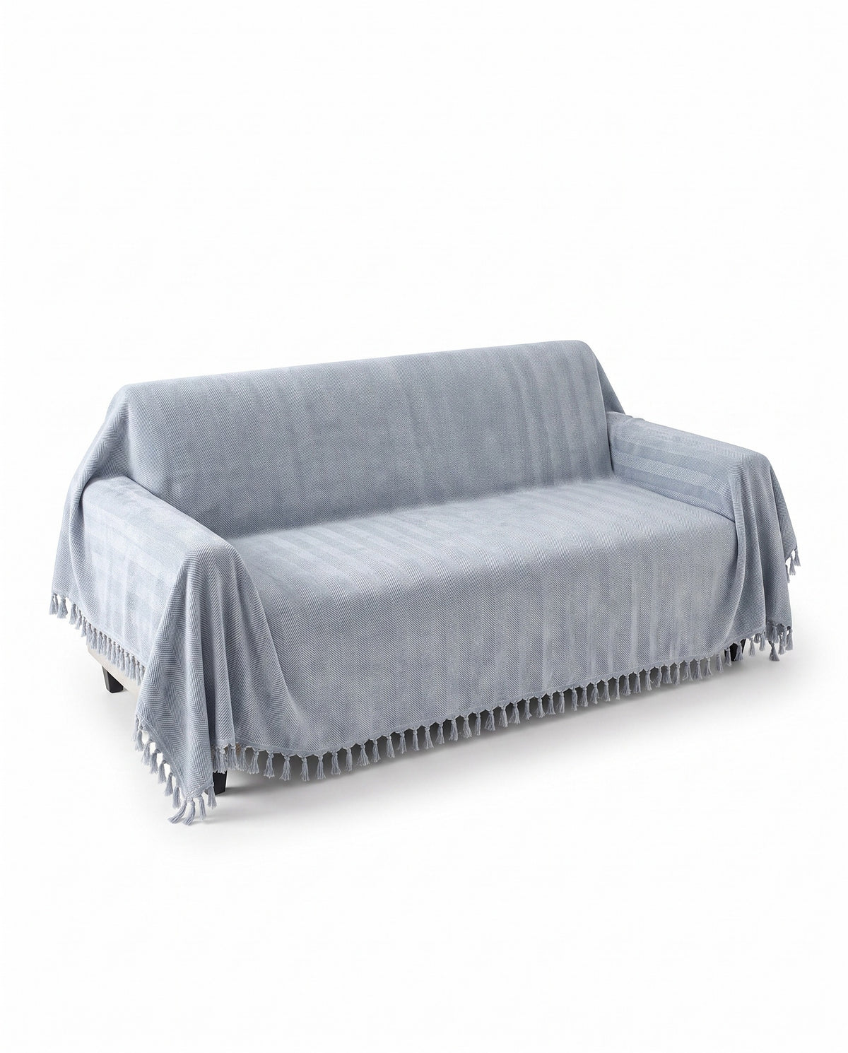 Pet Friendly Herringbone Tassel Luxe Sofa Cover | Spill Resistant, 71-165in