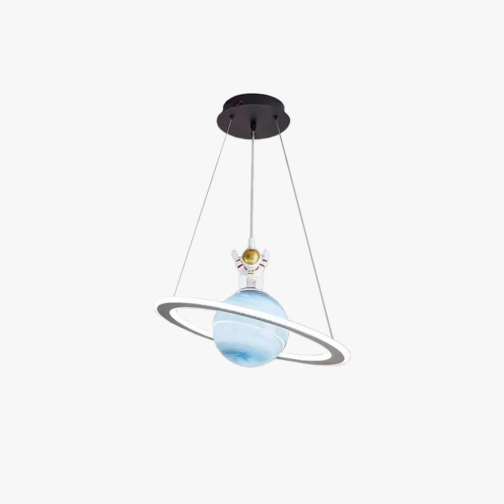 Planet Pendant Light with Glowing Ring, 15.7 Inch, Optional Astronaut, view 1