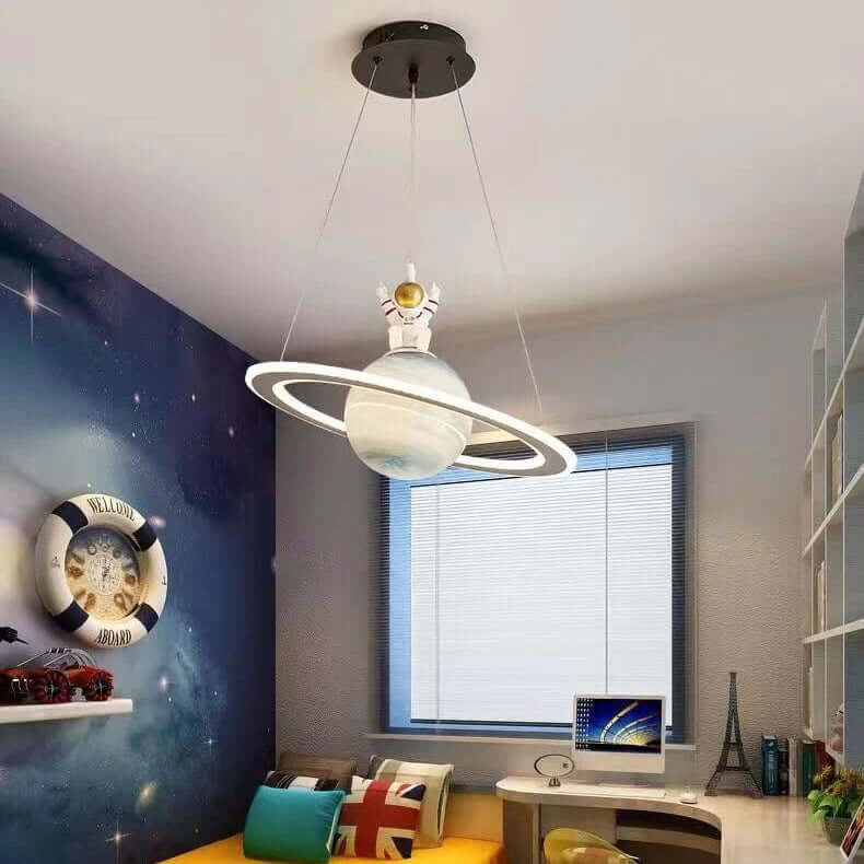 Planet Pendant Light with Glowing Ring, 15.7 Inch, Optional Astronaut, view 4