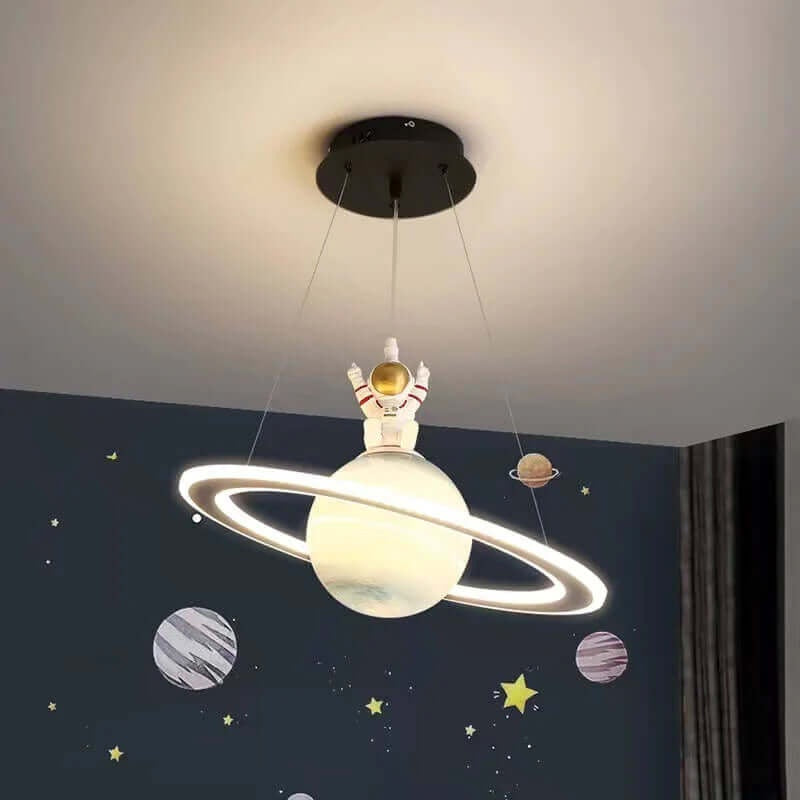 Planet Pendant Light with Glowing Ring, 15.7 Inch, Optional Astronaut, view 8